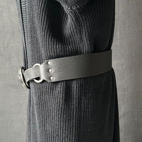 J Jill Black Leather Belt with Double Silver Rings - Women's Size XS - Picture 3 of 11